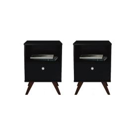 2 MESAS DE LUZ RT3019 1 CAJON NEGRO