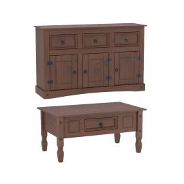 Aparador Mueble Buffet Bargueño 5 Puertas + Mesa De Living