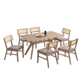 COMEDOR RAFFLES 1+6 LIGHT BROWN