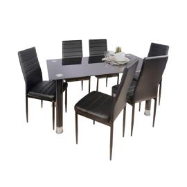 COMEDOR 6 SILLAS NEGRO (M.DT.170, S.DC-197)(3b)