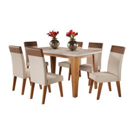 COMEDOR DAKOTA MIEL C/6 SILLAS VENEZA OFF WHITE LINHO