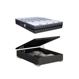 Colchon Sommier 2 Plazas Espuma De Alta Densidad + Base Baul