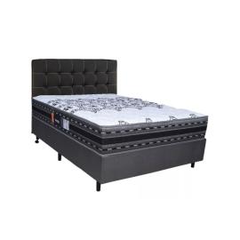 JUEGO DE SOMMIER EXCELSIOR 2 PLAZAS + RESPALDO IMPERIAL NEGRO