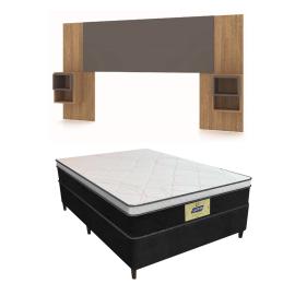 JUEGO DE SOMMIER SUMMER + RESPALDO 2 MESAS DE LUZ