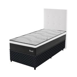 Juego De Dormitorio Sommier 1 Plaza + Respaldo Sommier Tela