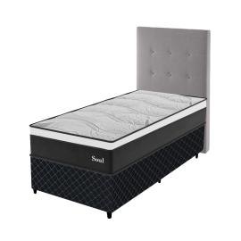 Juego De Dormitorio Sommier 1 Plaza + Respaldo Sommier Tela