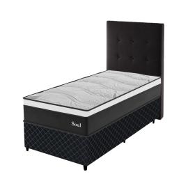 Juego De Dormitorio Sommier 1 Plaza + Respaldo Sommier Tela