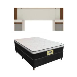 Juego De Sommier + Respaldo Con Mesas De Luz Y Luces