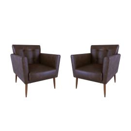 Juego de 2 butacas altas patas de madera tapizadas en pu