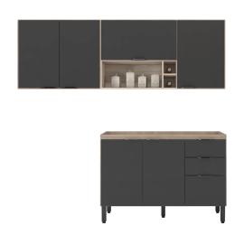 Kit Juego De Cocina Aereos Y Bajo Mesada 100% Mdp Gris