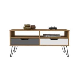 MESA DE LIVING ESTOCOLMO 2 CAJ. C/PIE METALICO