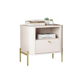 MESA DE LUZ TUCUPI SLIM 1 CAJ. OFF WHITE/DOURADO
