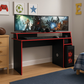 MESA GAMER VULCANO/BORDA VERMELHA