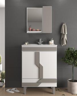 MUEBLE DE BAÑO NAVONA 60 2PTAS. 1CAJ. C/PATAS BL/CIMENTO