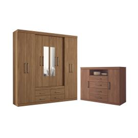 ROPERO 8 PUERTAS 4 CAJONES + COMODA 4 CAJONES 2 PUERTAS