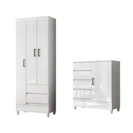 ROPERO FIT 3 PUERTAS + COMODA BLANCA