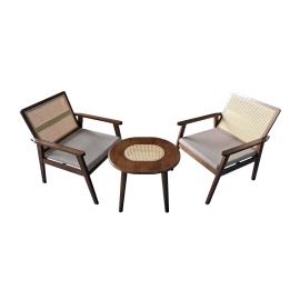 SET DE LIVING RAWSON 1+2- MEDIUM BROWN