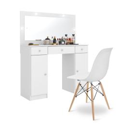 Tocador Espejo 3 Cajones 2 Puertas Luces Led Silla Eames